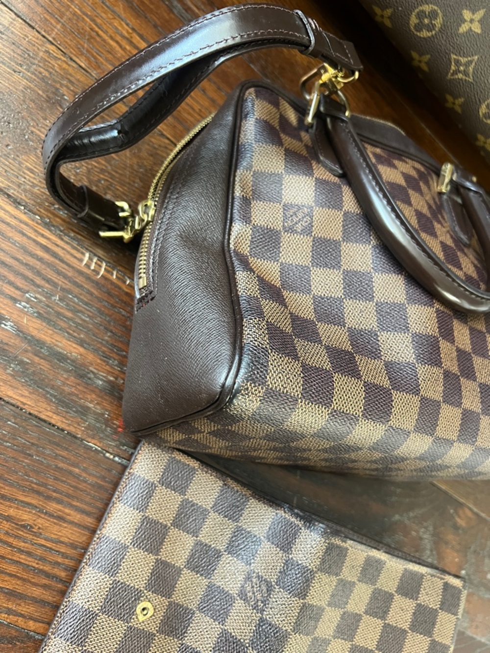 Louis Vuitton Damier Ebene Satchel with Matching Wallet - Brown - Picture 6 of 10